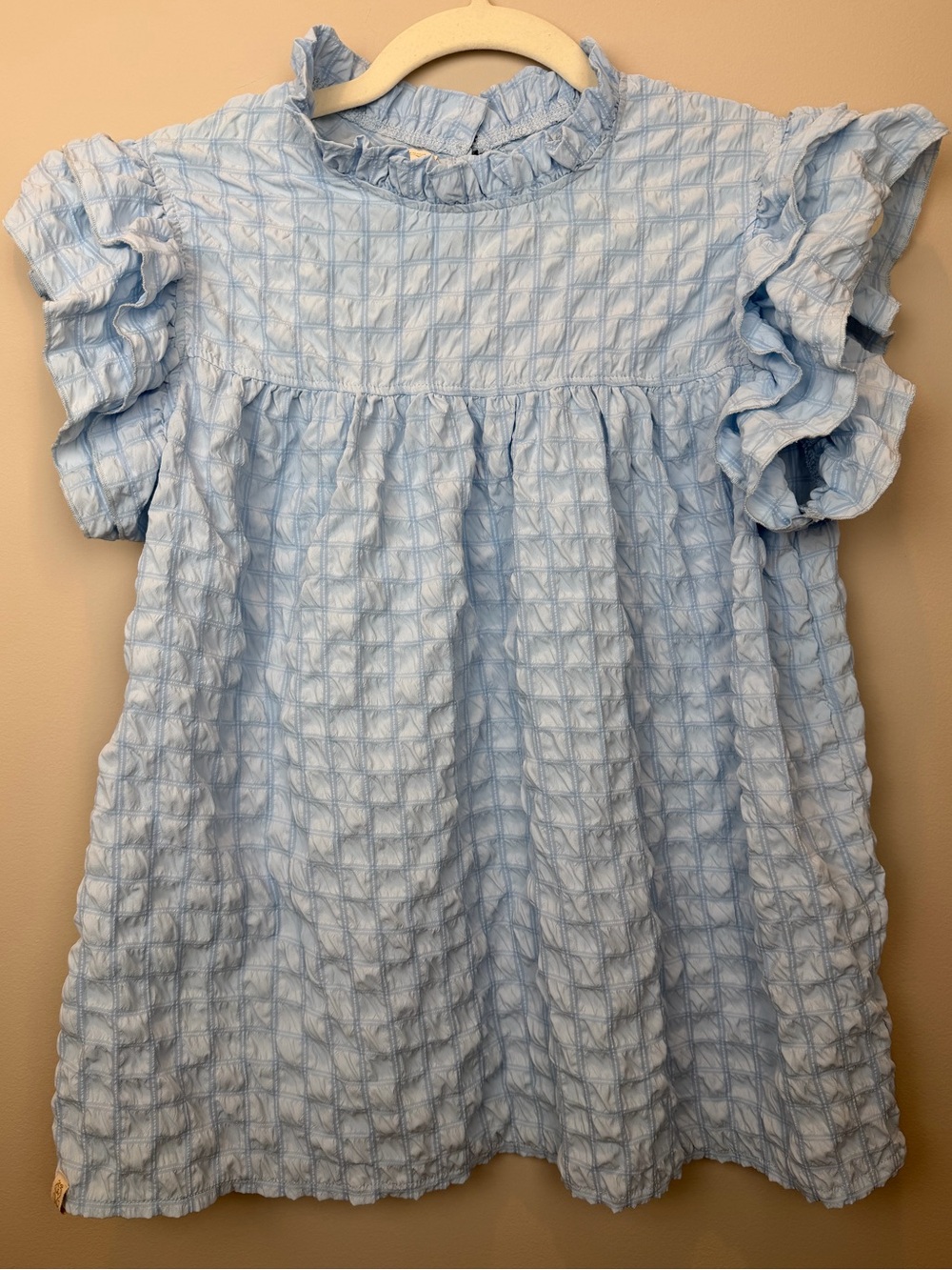Simply Southern Light Blue Ruffle Sleeve Kids Blouse
